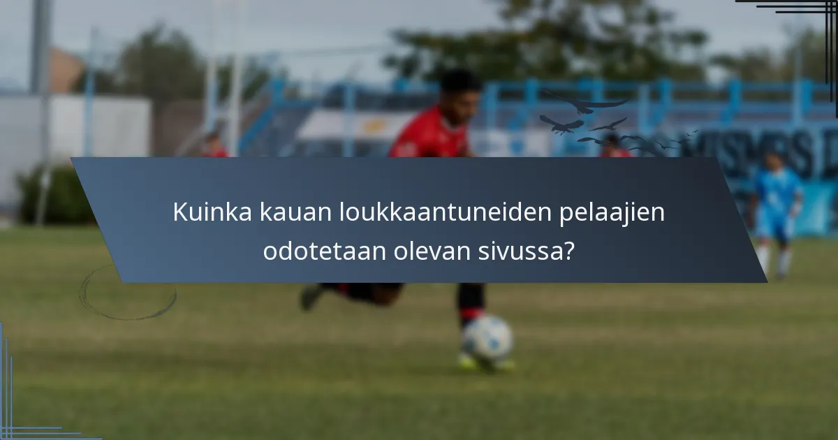 Kuinka kauan loukkaantuneiden pelaajien odotetaan olevan sivussa?