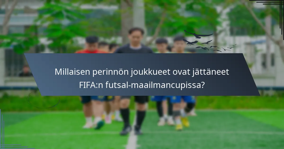 Millaisen perinnön joukkueet ovat jättäneet FIFA:n futsal-maailmancupissa?