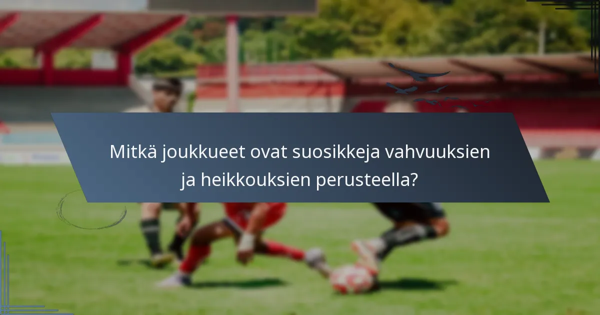 Mitkä joukkueet ovat suosikkeja vahvuuksien ja heikkouksien perusteella?