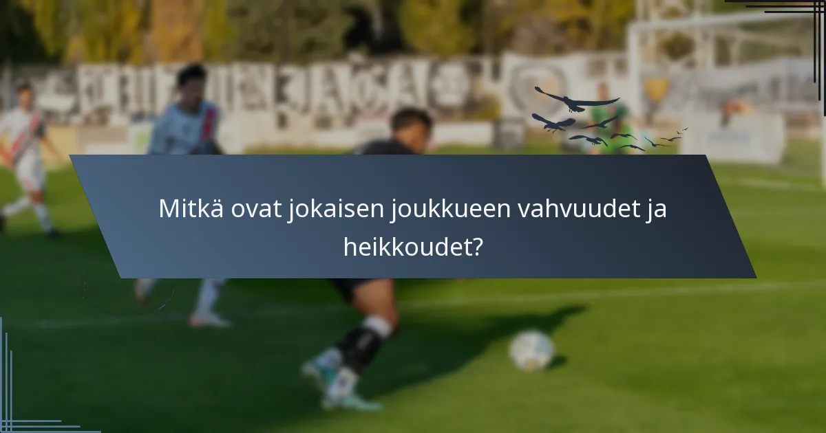 Mitkä ovat jokaisen joukkueen vahvuudet ja heikkoudet?